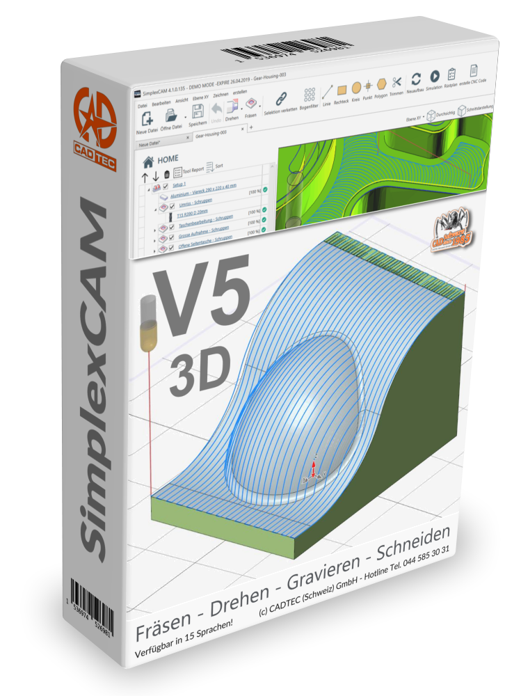 SimplexCAM V5 3D- und 2.5D Fräsen, Drehen, Gravieren und Schneiden